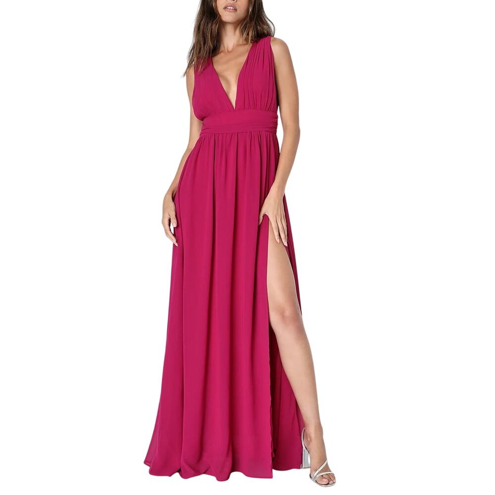 Lulu's Heavenly Hues Magenta Fuschia Maxi Floor Length Bridesmaid Formal Dress